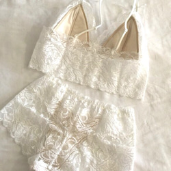 再販不可 ◆relax bra & shorts set #76-White 2枚目の画像