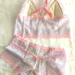 再販不可◆relax bra & shorts set #77-pink × sax 2枚目の画像