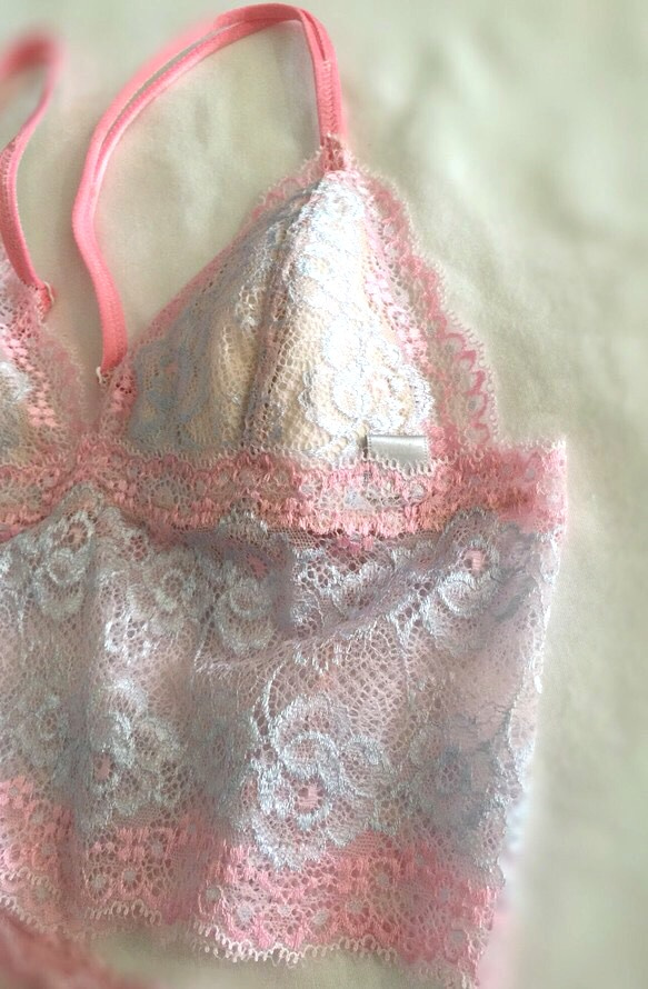 再販不可◆relax bra & shorts set #77-pink × sax 3枚目の画像