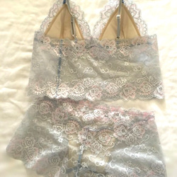 再販不可◆relax bra & shorts set #83-grayish sax ×pink 2枚目の画像