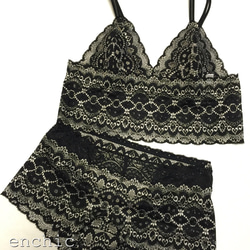 再販不可◆relax bra & shorts set #141-black/オーダーランジェリー 1枚目の画像