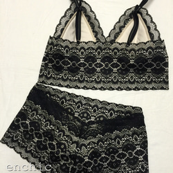 再販不可◆relax bra & shorts set #141-black/オーダーランジェリー 2枚目の画像