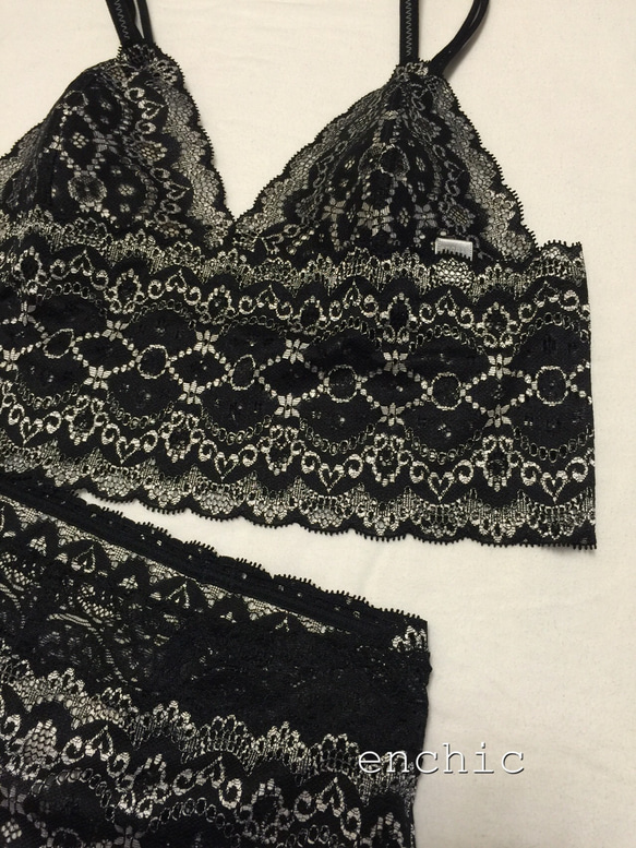 再販不可◆relax bra & shorts set #141-black/オーダーランジェリー 3枚目の画像