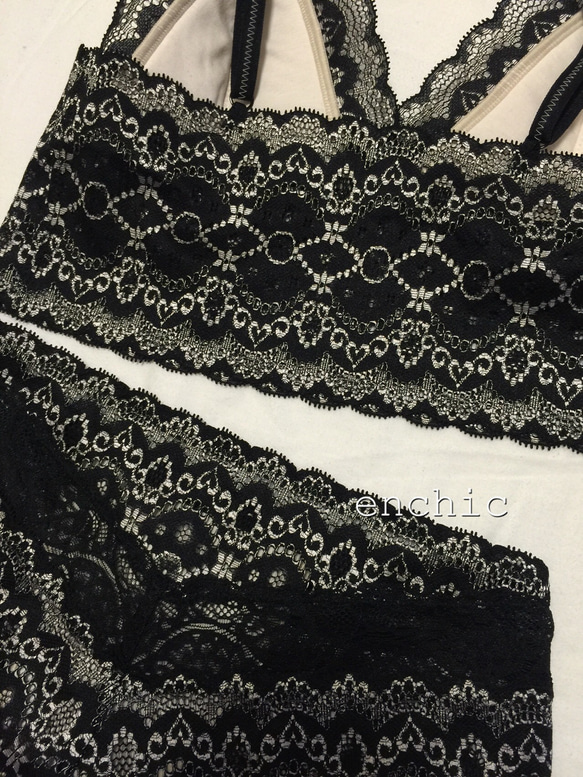 再販不可◆relax bra & shorts set #141-black/オーダーランジェリー 4枚目の画像