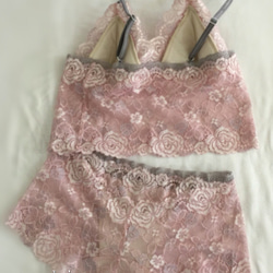 再販不可◆relax bra & shorts set #135-pink×gray/オーダーランジェリー 2枚目の画像