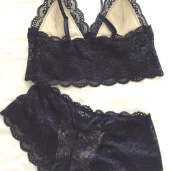 再販不可◆relax bra & shorts set #80-navy 2枚目の画像