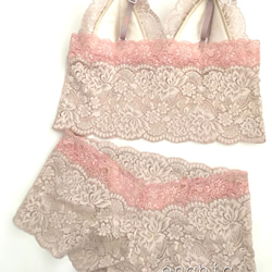 再販不可◆relax bra & shorts set #179-beige × pinkオーダーランジェリー 3枚目の画像
