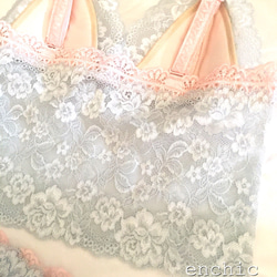 再販不可 ◆relax bra & shorts set #176-smokygrey × pinkオーダーランジェリー 4枚目の画像