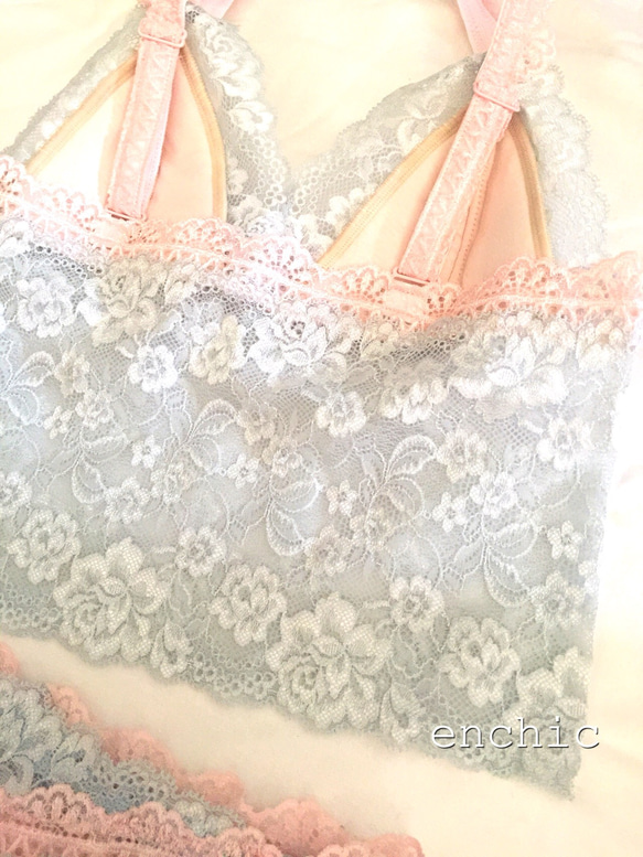 再販不可 ◆relax bra & shorts set #176-smokygrey × pinkオーダーランジェリー 4枚目の画像