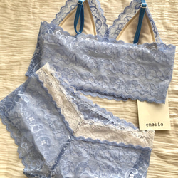 再販不可◆relax bra & shorts set #217- smoky sax オーダーランジェリー 3枚目の画像