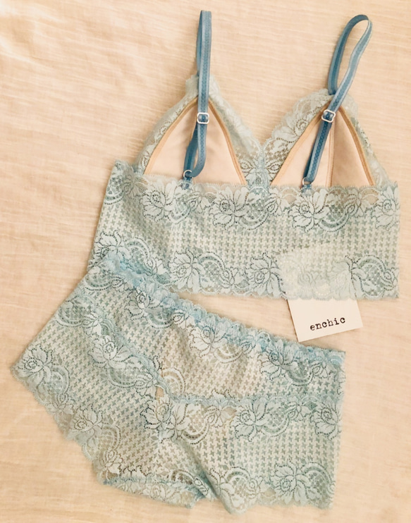 再販不可◆relax bra & shorts set #225-sax オーダーランジェリー 5枚目の画像