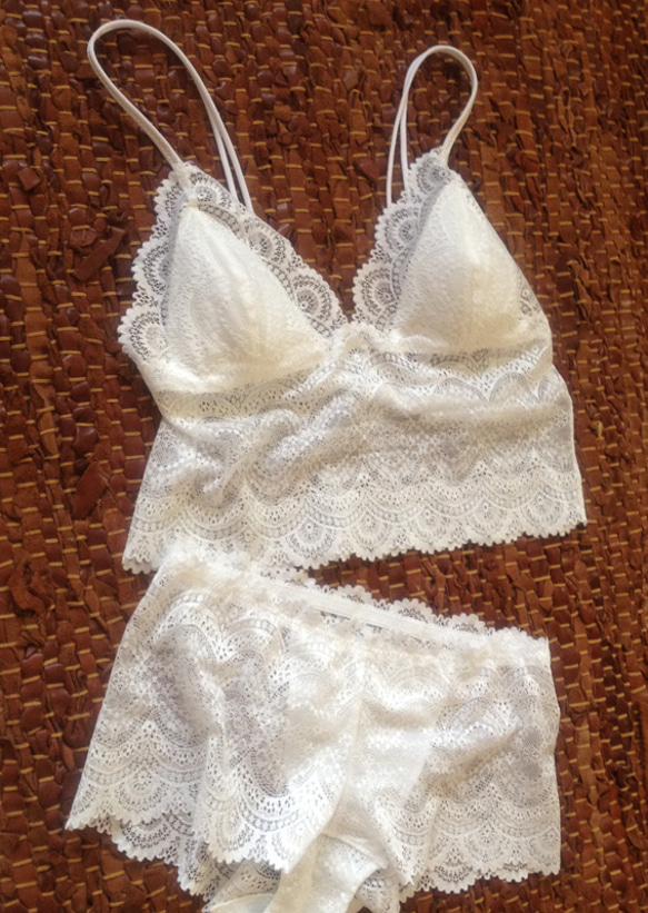 再販不可◆sleep bra & shorts set◆　#11 White 1枚目の画像