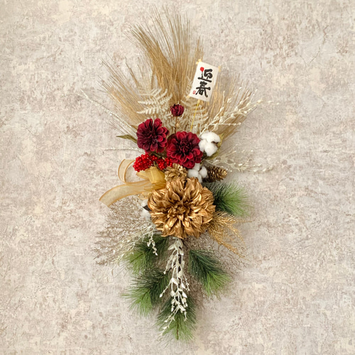 クリスマスリース　お正月にも　艶やか紅白リース クリスマス、お正月、兼用、豪華なクリスマスリース お正月