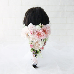 ロマンチックでエレガントなパステルピンクの和装、洋装髪飾り、ヘッドドレス 3枚目の画像