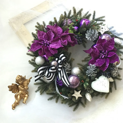 クリスマスリース 紫 コスモス Francfranc パープル リース 野花 1_4cece1e9844f42391d0cf43dcf89