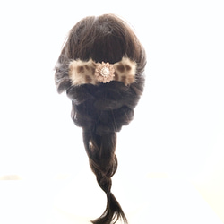 アニマル柄ファーの髪飾り ブラウン『冬支度ハンドメイド2019』 6枚目の画像