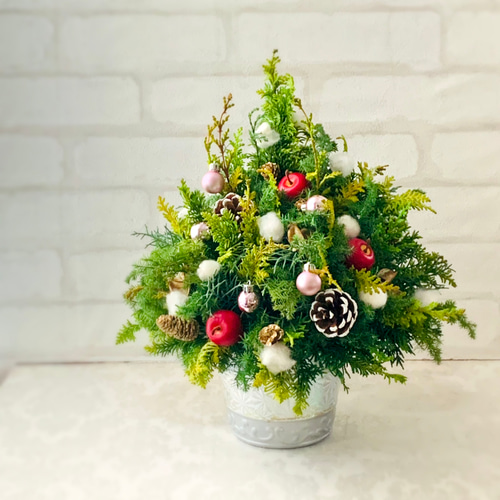 クリスマスツリー 生花 フラワーアレンジ、北欧の森、フレッシュ