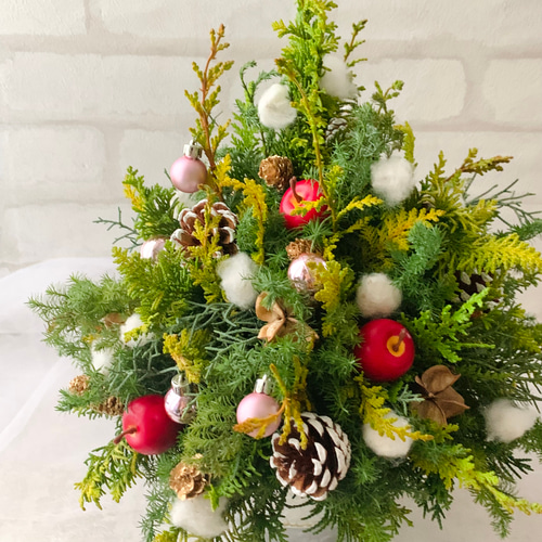 クリスマスツリー 生花 フラワーアレンジ、北欧の森、フレッシュ