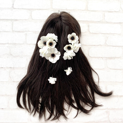成人式、結婚式、卒業式、アネモネ　ユーカリ　アンティーク系シャビーな髪飾り　造花　アーティフィシャルフラワー 7枚目の画像