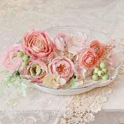 コロンとしたバラが可愛いピンク系髪飾り、ヘッドドレス 2枚目の画像