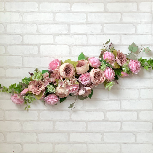 薔薇 くすみピンクのバラの壁飾り、壁掛け、ギフト、ニッチ