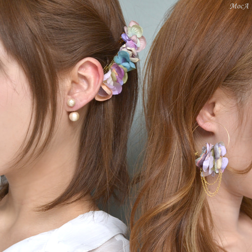 2000円＊.バレッタ Mサイズ あじさい プリザーブド かまぼこ型