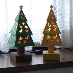 『クリスマスハンドメイド』木とガラスのクリスマスツリー（緑） 6枚目の画像