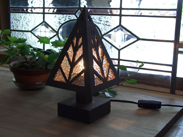 木とガラスの卓上ランプ★TL-WD