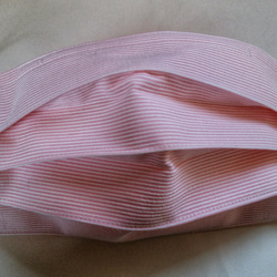 プリーツ型手作り布マスク⭐横ストライプ婦人用 2枚目の画像