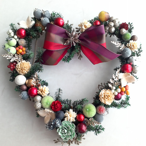 ハートのクリスマスリース リース のえる 通販 2896543｜Creema