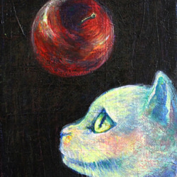【原画】浮くリンゴと猫 1枚目の画像