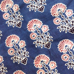 藍染めにお花♡ ブロックプリント ロング巻きスカート 2枚目の画像