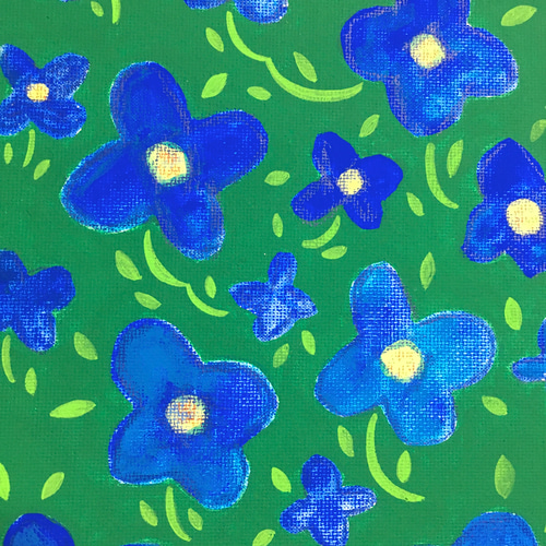 アクリル画 緑の花のデザイン