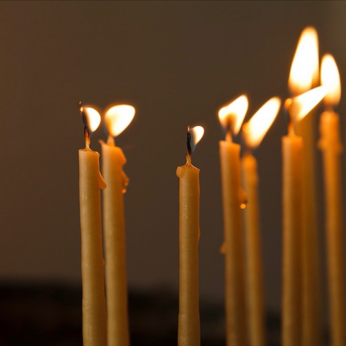 送料無料「ひと時」蜜ろうそく10本・真鍮燭台セット キャンドル