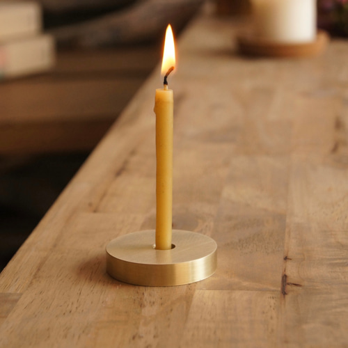 送料無料「ひと時」蜜ろうそく10本・真鍮燭台セット キャンドル