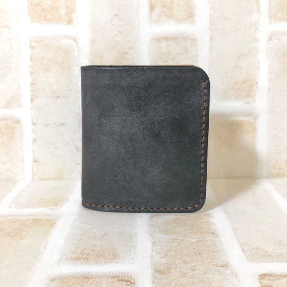 【財布】二つ折り財布 ブラック×ブラウン 1枚目の画像