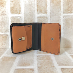 【財布】二つ折り財布 ブラック×ブラウン 2枚目の画像