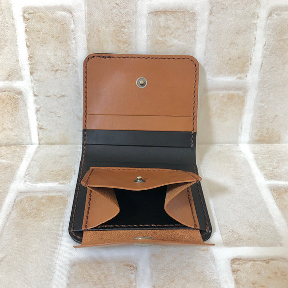 【財布】二つ折り財布 ブラック×ブラウン 3枚目の画像