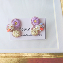 flower×flower *刺繍ピアス* 1枚目の画像