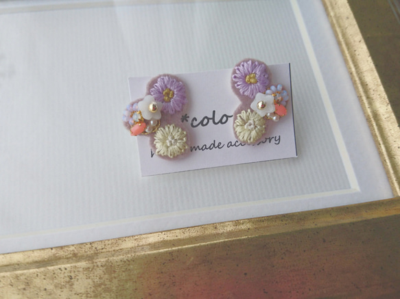 flower×flower *刺繍ピアス* 2枚目の画像