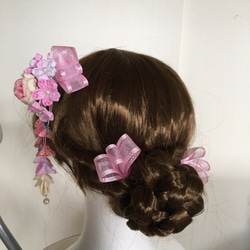メルヘンチックな薔薇の髪飾りセット（七五三・成人式・ちりめん細工） 4枚目の画像