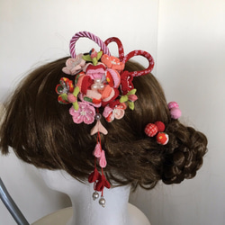 十二単のような髪飾りセット（成人式・七五三・ちりめん細工