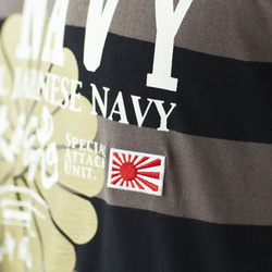 スペシャルプライス！残り1点！旭日旗ワッペン  I.J.NAVY 日本軍　 5.0オンス ボーダーロングTシャツ Lサイ 2枚目の画像