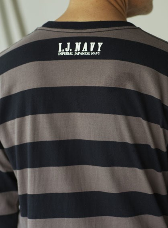 スペシャルプライス！残り1点！旭日旗ワッペン  I.J.NAVY 日本軍　 5.0オンス ボーダーロングTシャツ Lサイ 3枚目の画像