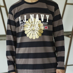 スペシャルプライス！残り1点！旭日旗ワッペン  I.J.NAVY 日本軍　 5.0オンス ボーダーロングTシャツ Lサイ 4枚目の画像