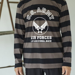 【USミアーミー　アメリカ空軍】  U.S ARMY ミリタリー  5.0オンス ボーダーロングTシャツ 3枚目の画像