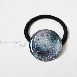 レジンヘアゴム　オーバル　大ぶり　ブルー　雪　水色　冬　銀 1_70b09115a57bac12b2b39ca21da3