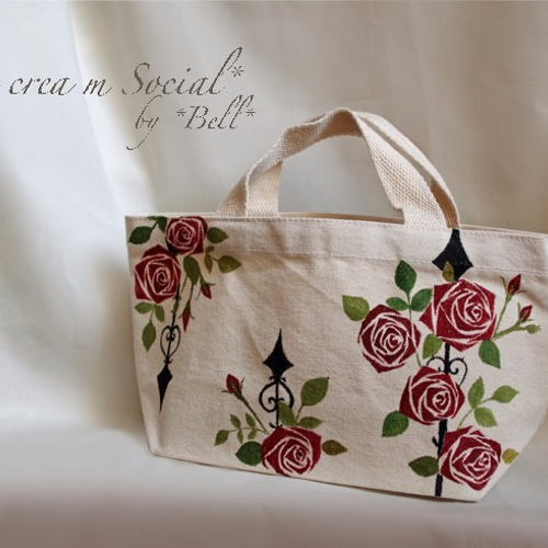 SALE☆手描きバッグ☆薔薇ミニ トートバッグ *Bell* 通販 SALE☆手描きバッグ☆薔薇ミニ トートバッグ *Bell* 通販