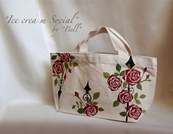SALE☆手描きバッグ☆薔薇ミニ トートバッグ *Bell* 通販