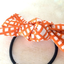 Hair elastic☆Knotted *Orange Check* 2枚目の画像